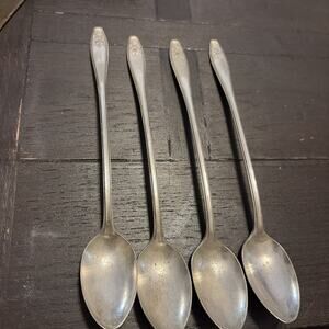 4 LADY DORIS Silverplate 1929 Iced Tea Spoons